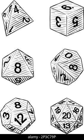 Game Dice Illustration Roleplaying Board Game Set Stock Vector