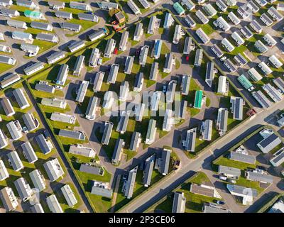 Porthcawl, Wales - March 2023: Aerial view of Trecco Bay holiday caravan park in South Wales, one of the largest in Europe. It is run by Parkdean . Stock Photo