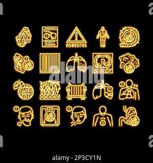 Asbestos Material And Problem neon glow icon illustration Stock Vector