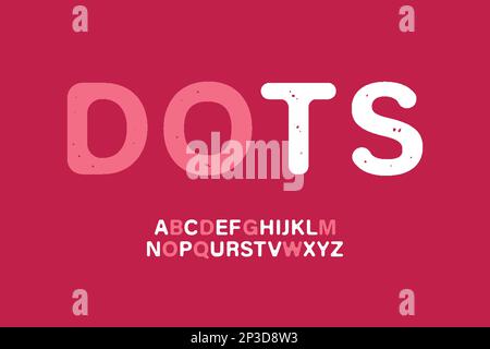 Grungy Dotted Curved Alphabet Set - Retro Style Typography, Vector Illustration Stock Vector