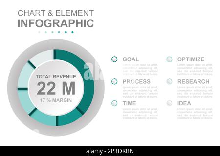 Infographic business template. Modern Sales graph diagram with revenue pie chart. Concept presentation. Stock Vector