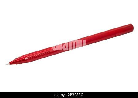 Red ballpoint pen school write isolated on the white background Stock Photo