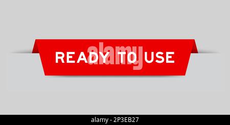 Red color inserted label with word ready to use on gray background Stock Vector
