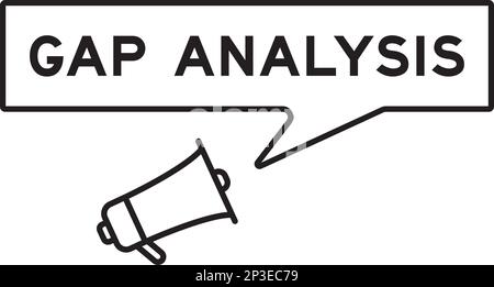 Megaphone icon with speech bubble in word gap analysis on white background Stock Vector