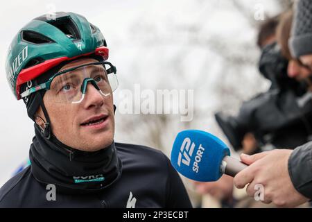 Irish Sam Bennett of Bora-Hansgrohe pictured at the start of the first stage of 81st edition of the Paris-Nice eight days cycling stage race, from and to La Verriere (169,4km), Sunday 05 March 2023. BELGA PHOTO DAVID PINTENS Stock Photo