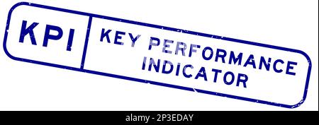 Grunge blue KPI key performance indicator word square rubber seal stamp on white background Stock Vector