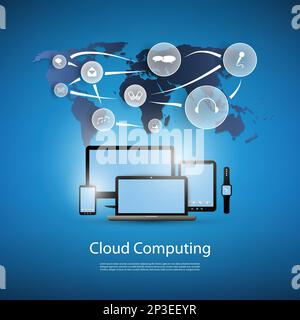 Cloud Computing Concept With Different Devices Stock Vector