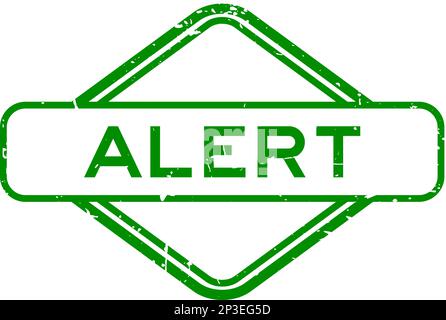 Grunge green alert word rubber seal stamp on white background Stock Vector