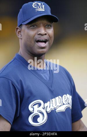 Milwaukee Brewers manager Davey Lopes (30) argues with home plate