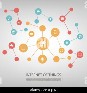 Colorful Network Design Concept With Icons - Internet Of Things Stock Vector