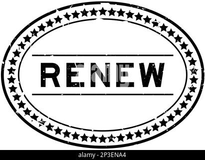 Grunge black renew word rubber seal stamp on white background Stock ...