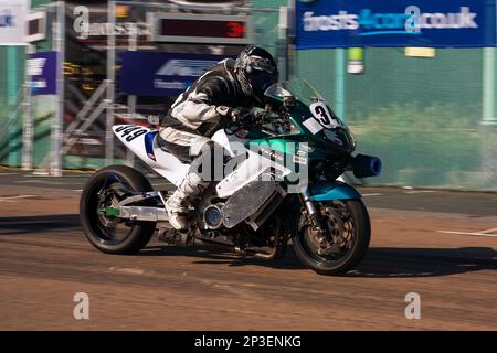 The event is currently run as a quarter mile sprint for both cars and motorcycles, held under the auspices of the Motor Sports Association. This image features Andrew Langdon riding a Honda VFR Supercharged The event is organised by the Brighton and Hove Motor Club run along Madeira Drive, Brighton Sea Front, City of Brighton & Hove, UK. 1st September 2018 Stock Photo