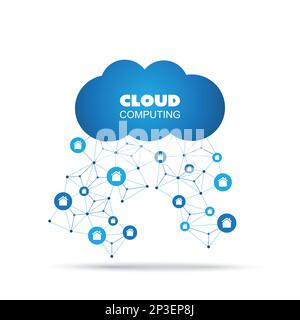 Cloud Computing, IoT, IIoT, Networking, Future Technology Concept, Creative Design Template with Icons Stock Vector