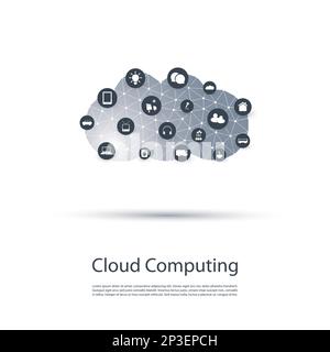 Cloud Computing, IoT, IIoT, Networking, Future Technology Concept Background, Creative Design Template with Icons Stock Vector