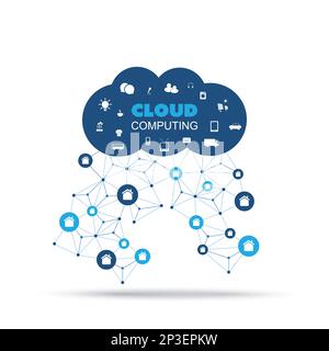 Cloud Computing, IoT, IIoT, Networking, Future Technology Concept, Creative Design Template with Icons Stock Vector