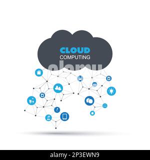 Cloud Computing, IoT, IIoT, Networking, Green Energy, Future Technology Concept, Creative Design Template with Icons Stock Vector