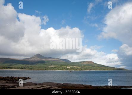 Cloud passing over Goat Fell viewed from Brodick The Isle of Arran Ayrshire Scotland Stock Photo