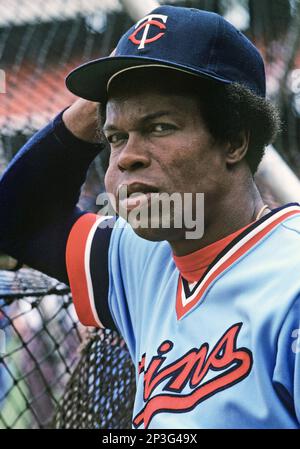 Minnesota Twins infielder Rod Carew shown in on deck circle June