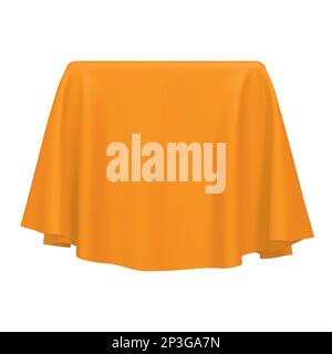 Orange fabric covering a cube or rectangular shape Stock Vector