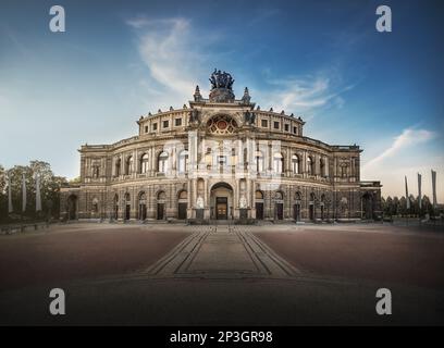 Semperoper Opera House at Theaterplatz - Dresden, Soxony, Germany Stock Photo