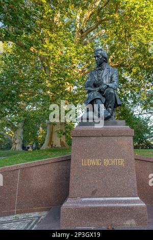 Adrian Ludwig Richter Monument at Bruhls Garden - Dresden, Soxony, Germany Stock Photo