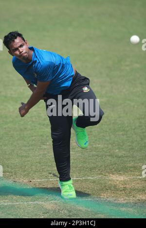 Tanvir during the Bangladesh One Day International Cricket Team attends practice ahead of their ODI series third and last match at Zahur Ahmed Chowdhu Stock Photo