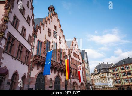 Romer City Hall at Romerberg Square - Frankfurt, Germany Stock Photo