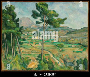 Mont Sainte-Victoire and the Viaduct of the Arc River Valley. Paul Cézanne. 1882–85. Stock Photo