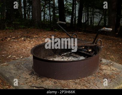 Campfire pit at Jordan Lake in North Carolina Stock Photo