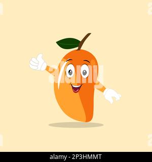 Mango character design. Kawaii mango characters vector illustration of cute cartoon, use them as stickers, patterns, t-shirt designs,fruit logo. Stock Vector