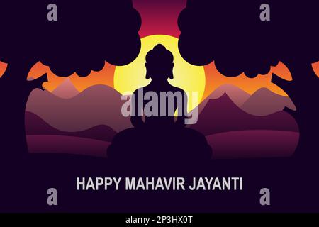 Mahavir Jayanti background. Religious, Educational, Historical. Vector illustration background. Stock Photo