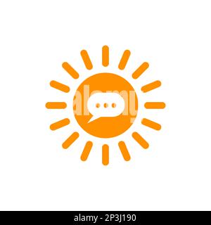 Comment bubble, message in sun, vector icon. Weather forecast logo, logotype Stock Vector
