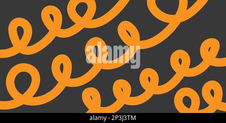 Doodle pasta, hand drawn spaghetti, spiral. Line pasta background, sketch vector pattern Stock Vector