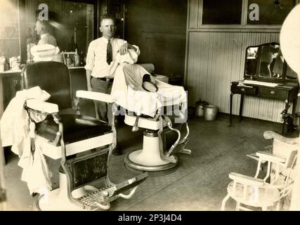 Vintage Barber, Vintage Barbershop, Barber about 1920, Stock Photo