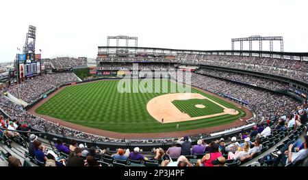 General view of Coors Field during an MLB regular season game