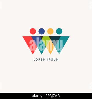 Group of triangular people logotype, people triangles logo. Business logo, connected group icon. Teamwork concept, team logotype Stock Vector