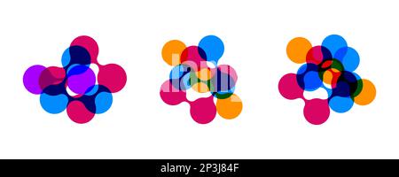 Scientific logo, set of abstract color bubbles. Science icon, logotype Stock Vector