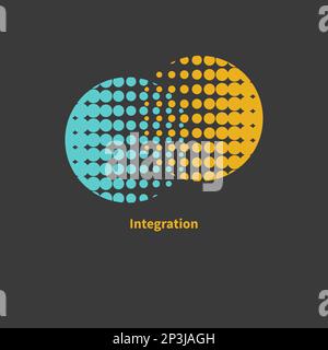 Integration, interaction sign. Round business concept. Interact logo, minimal business icon. Abstract circles Stock Vector