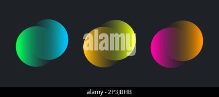 Transparent gradient graphic design element, abstract circles. Connected round shapes for corporate identity. Company logo. Abstract transparent symbo Stock Vector