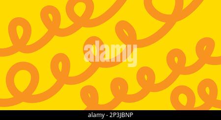 Doodle pasta, hand drawn spaghetti, spiral. Line pasta background, sketch vector pattern Stock Vector