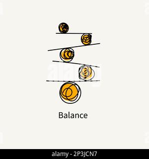 Balance abstract geometric minimal logo. Life coaching simple flat icon. Equilibrium modern concept. Balance between business and life vector metaphor Stock Vector