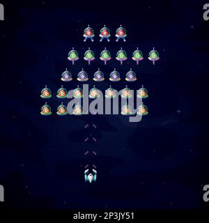 a top view game about space invaders Stock Vector