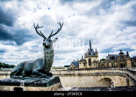Statue de Moliere Chateau de Chantilly Stock Photo