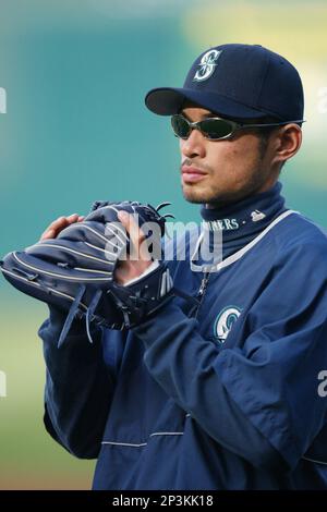 Seattle Mariners' Ichiro Suzuki wearing a Seattle Pilots uniform from 1969  backs away from an inside pitch against the Los Angles Angels during the  eighth inning of their Turn Back the Clock