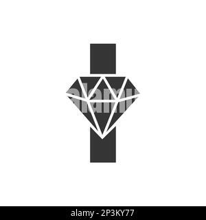 Letter I Diamond Logo Design. Jewelry Logo With Diamond Icon Vector Template Stock Vector