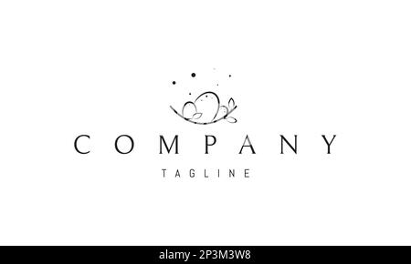 Vector logo on which an abstract image of three eggs in a nest on a tree. Stock Vector
