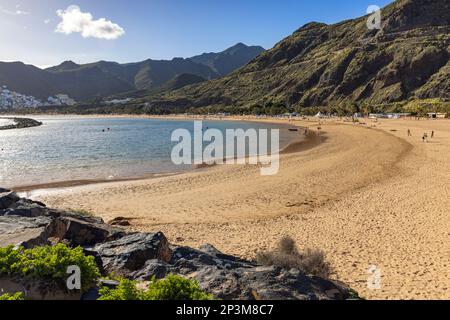 The beach at Playa de Las Teresitas at Santa Cruz de Tenerife, Tenerife, Canary Islands Stock Photo