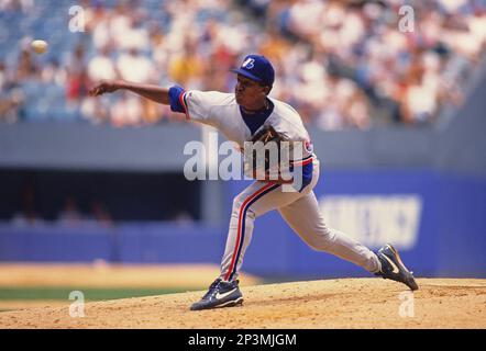 Montreal Expos Pedro Martinez plays in a game against the Atlanta