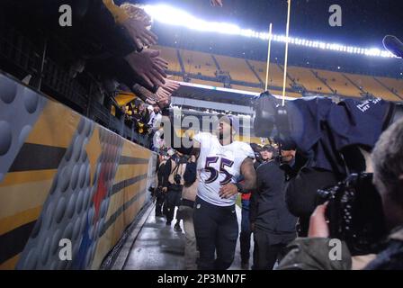 Pittsburgh Steelers vs. Baltimore Ravens. Fans support on NFL Game.  Silhouette of supporters, big screen with two rivals in background Stock  Photo - Alamy