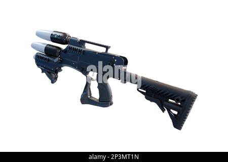 Anti-drone gun for protection against air attack, isolated on a white background. Weapons for shooting down drones, isolated on a white background Stock Photo